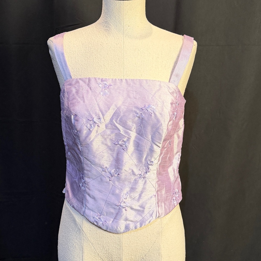 Lavender Floral Embroidered Corset Top
